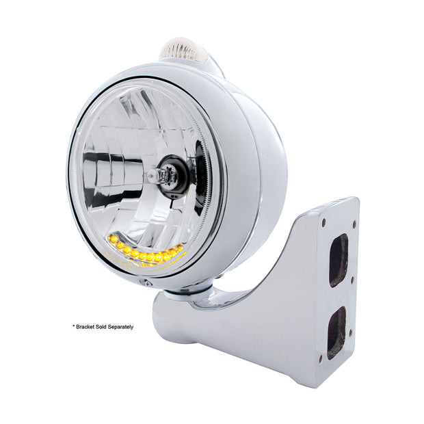 Stainless Steel Guide 682-C Headlight H4 With 6 Amber LED & Dual Mode LED Signal-Clear Lens