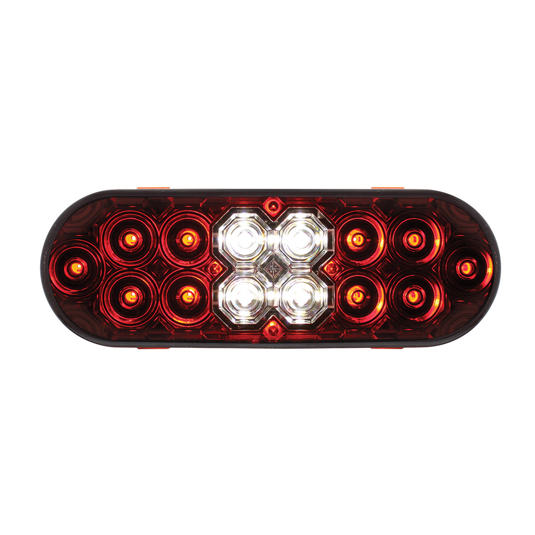 6" Oval Combo Light With 14 LED Stop, Turn &amp; Tail &amp; 16 LED Back-Up -Red LED/Red Lens