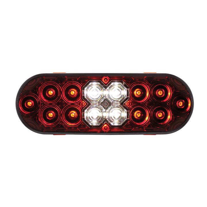 6" Oval Combo Light With 14 LED Stop, Turn &amp; Tail &amp; 16 LED Back-Up -Red LED/Red Lens