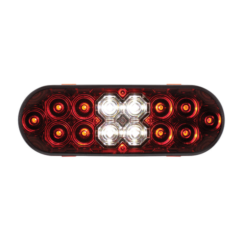 6" Oval Combo Light With 14 LED Stop, Turn & Tail & 16 LED Back-Up -Red LED/Red Lens
