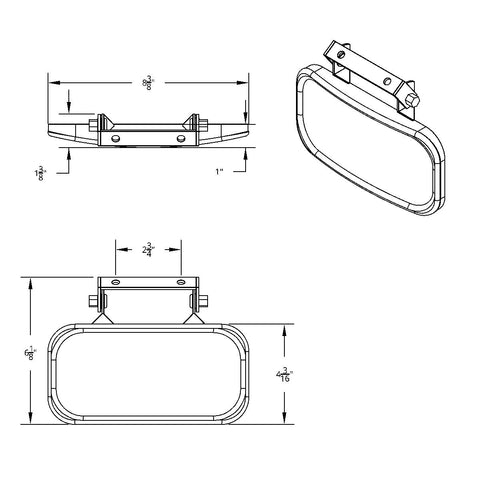 Rectangular 430 Stainless Steel Over Door Convex Mirror With Mounting Bracket