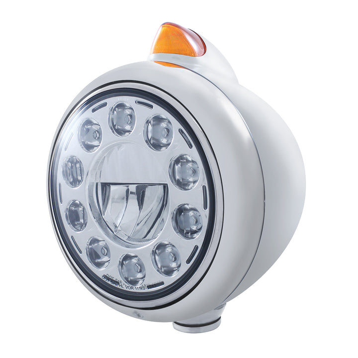 Chrome Guide 682-C Headlight 11 LED Bulb &amp; Original Style LED Signal - Amber Lens