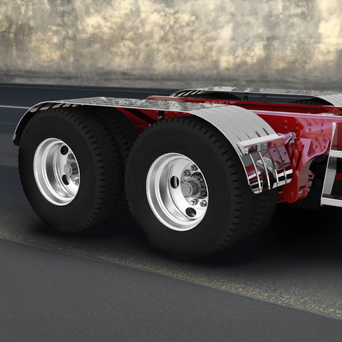 120" 430 Stainless Steel (16ga) Beaded Edge Ribbed Full Fender 60" Spread - SR Series (Pair)