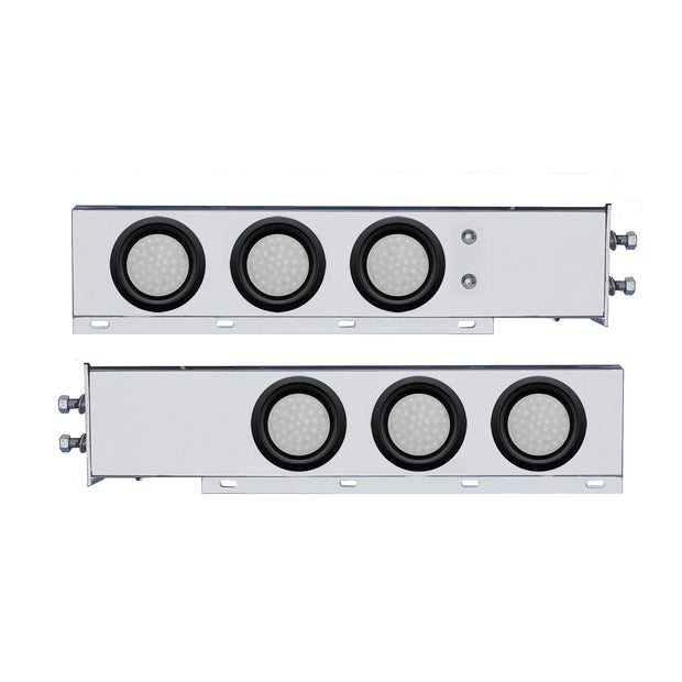 2" Bolt Pattern SS Spring Loaded Bar With 6X 36 LED 4" Lights -Red LED/Clear Lens (Pair)