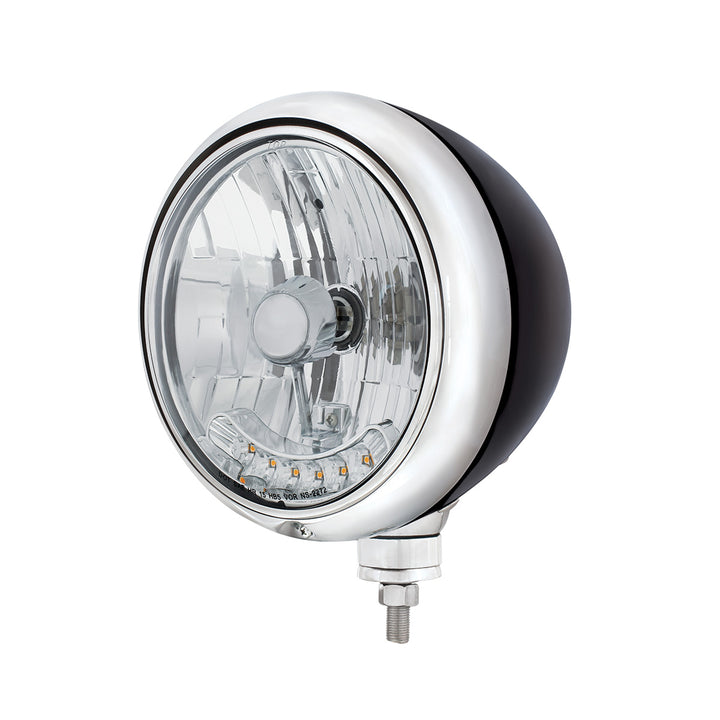 Black Guide 682-C Style Headlight H4 Bulb With 6 Amber LED