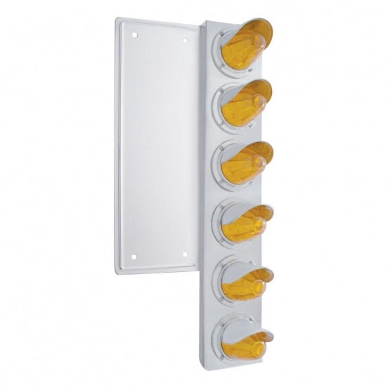 FL SS Front Air Cleaner Bracket With 12X 11 LED Watermelon Lights &amp; Visors -Amber LED &amp; Lens
