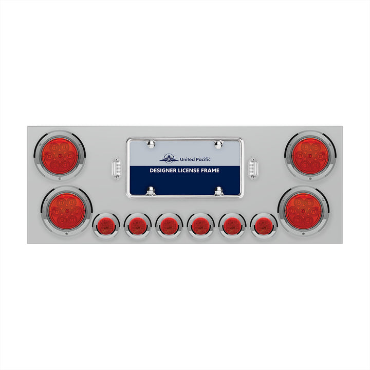 SS Rear Center Panel With 4X 7 LED 4" Reflector Lights &amp; 6X 9 LED 2" Lights -Red LED &amp; Lens