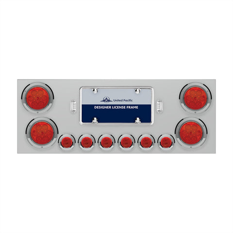 SS Rear Center Panel With 4X 7 LED 4" Reflector Lights & 6X 9 LED 2" Lights -Red LED & Lens