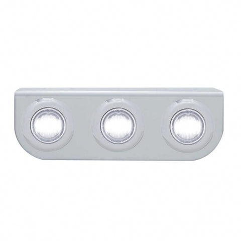 Stainless Light Bracket With 3X 3 LED 3/4" Mini Lights - White LED/Clear Lens
