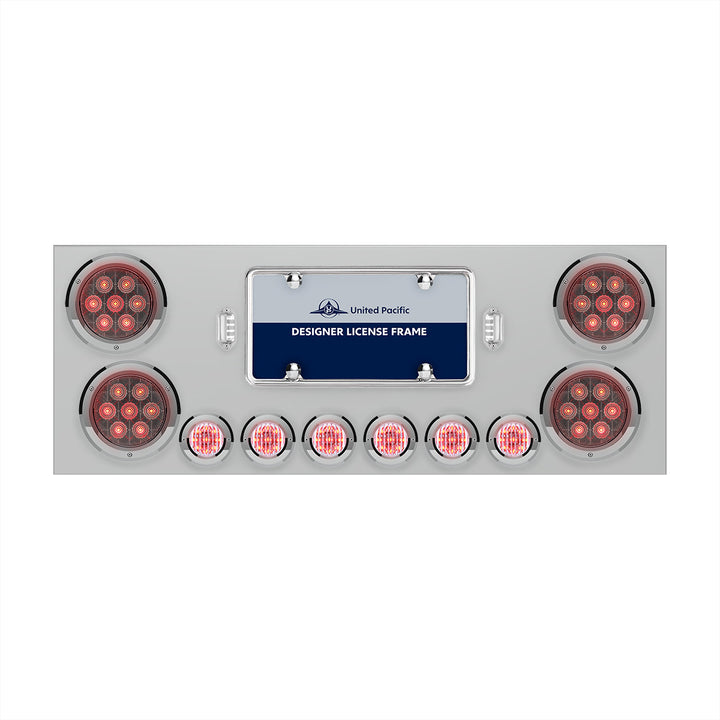 SS Rear Center Panel With 4X Red LED 4" Light &amp; 6X Red LED 2" Light &amp; Bezel -Clear Lens -Comp. Series