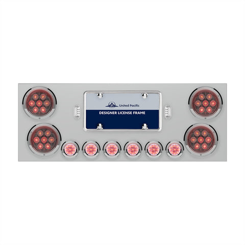 SS Rear Center Panel With 4X Red LED 4" Light & 6X Red LED 2" Light & Bezel -Clear Lens -Comp. Series