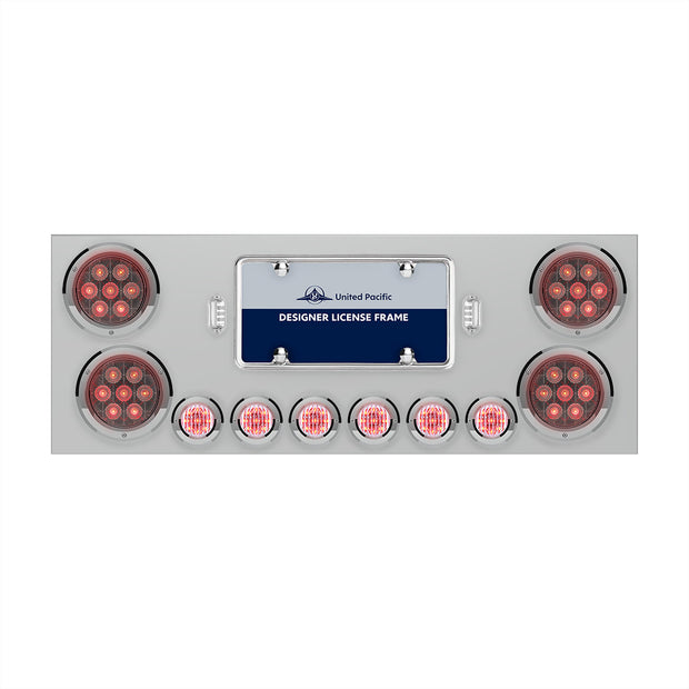 SS Rear Center Panel With 4X Red LED 4" Light & 6X Red LED 2" Light & Bezel -Clear Lens -Comp. Series