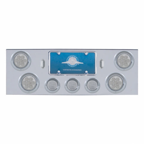 CR Rear Center Panel With 4X 7 LED 4" Reflector Light & 3X 13 LED 2-1/2" Light & Visor-Red LED/Clear Lens