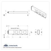2-1/2" Bolt Pattern Chrome Spring Loaded Light Bar With 6X 4" Light Cutouts (Pair)