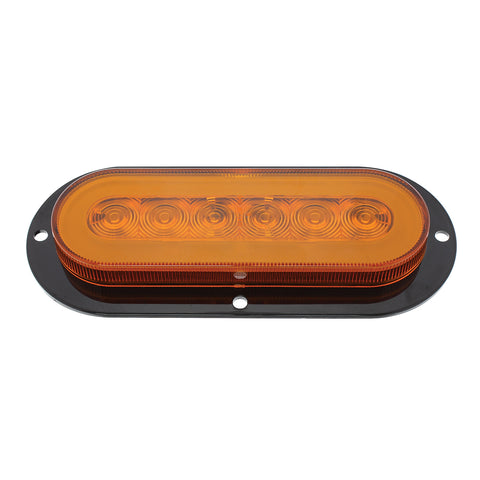 22 LED 6" Oval Flange Mount GloLight (Turn Signal) - Amber LED/Amber Lens