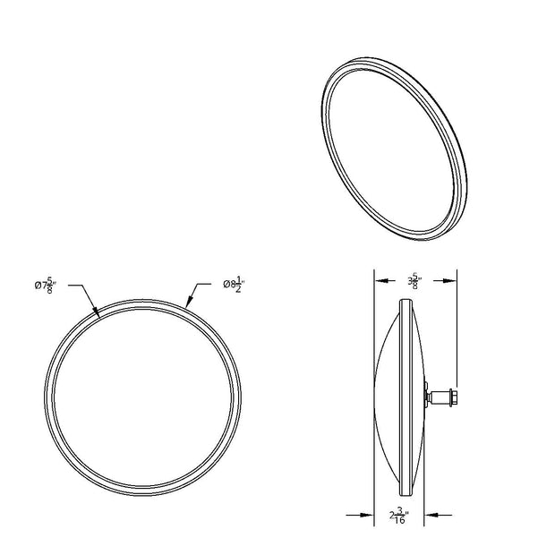 8-1/2" 430 Stainless Steel 150R Convex Mirror