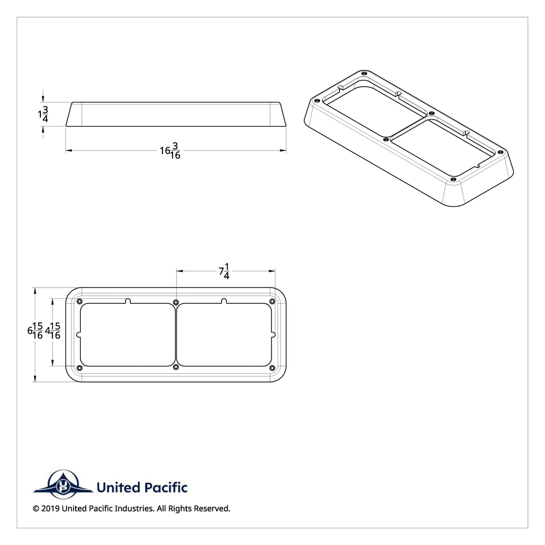 Chrome Plastic Rectangular Dual 4" X 6" Headlight Bezel United Pacific 40978