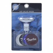 Deluxe Aluminum Screw-On Air Valve Knob With Multi-Color Glossy Trailer Sticker - Chrome