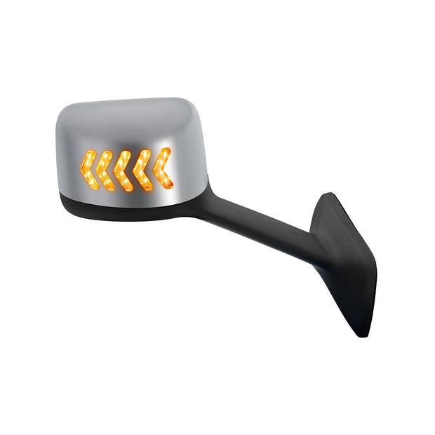 Chrome Plastic Hood Mirror Assembly With Sequential LED Turn Signals For 2018-2024 International LT-Passenger
