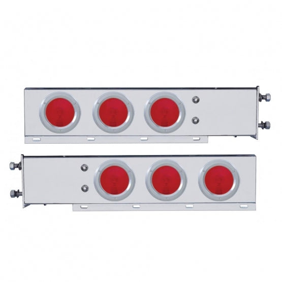 3-3/4" Bolt Pattern Deluxe Stainless Spring Loaded Light Bar With 6X 4" Lights &amp; Bezels (Pair)