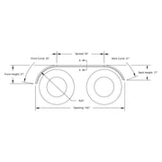 120" 430 Stainless Steel (16ga) Roll  Formed Edge Smooth Full Fender 54" Spread - SS Series (Pair)