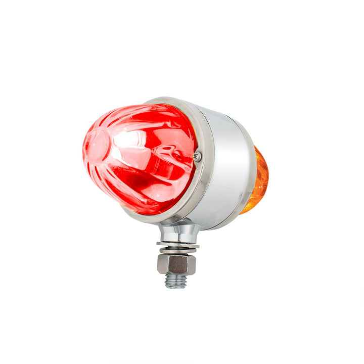 Star-Burst Chrome Double Face Glass Watermelon Light-Amber &amp; Red LED/Clear Lens