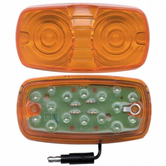 16 LED 4" X 2" Rectangular Light (Clearance/Marker) With Single Wire - Amber LED/Amber Lens