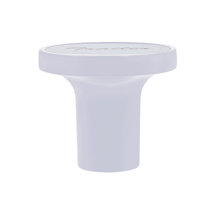 Aluminum Screw-On Air Valve Knob With Stainless Trailer Plaque - Pearl White