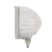 Stainless Steel Classic Stripe Headlight No Bulb With LED Signal - Amber Lens