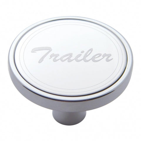 "Trailer" Short Air Valve Knob - Stainless Plaque With Cursive Script