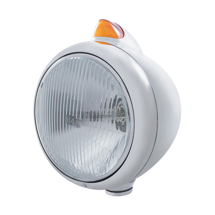 Chrome Guide 682-C Headlight H4 &amp; Original Style LED Signal - Amber Lens