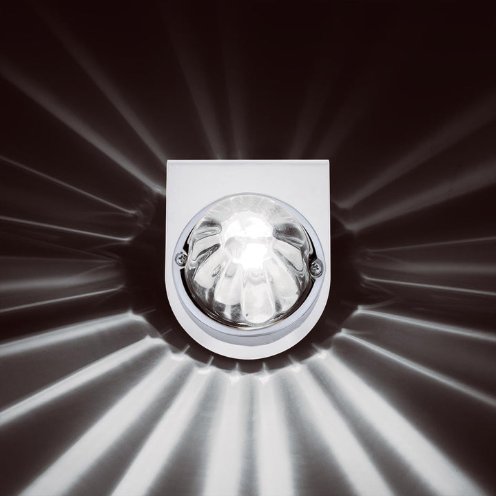 Star-Burst Glass Watermelon Light With Stainless Steel Light Bracket Kit-White LED/Clear Lens