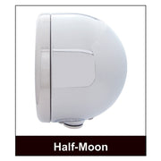 Stainless Steel Classic Half Moon Headlight H6024 Bulb & LED Turn Signal - Amber Lens