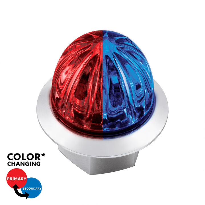 4 LED 3/4" Mini Watermelon Double Fury Light With Clear Lens (Clearance/Marker) - Red &amp; Blue LED