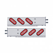 2-1/2" Bolt Pattern SS Spring Loaded Bar With 6X 22 Red LED 6" Oval GloLight & Grommet -Clear Lens (Pair)