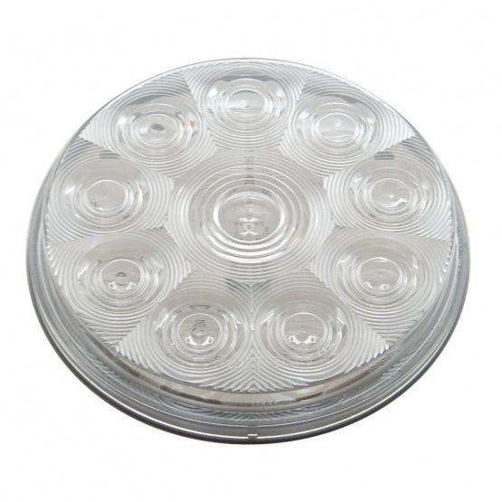 10 LED 4" Round Light (Stop, Turn &amp; Tail) - Red LED/Clear Lens