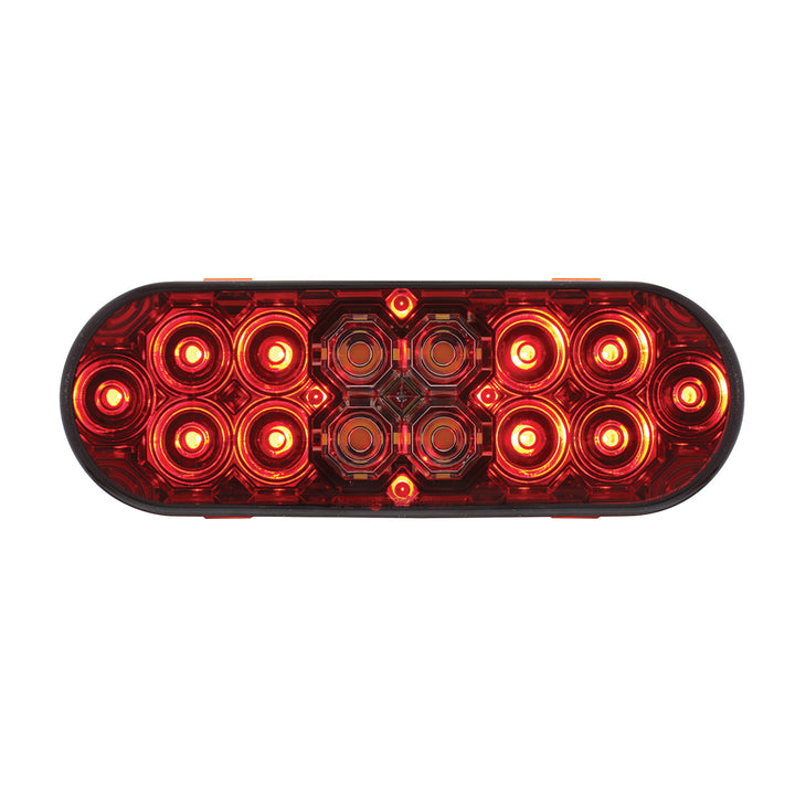 6" Oval Combo Light With 14 LED Stop, Turn &amp; Tail &amp; 16 LED Back-Up -Red LED/Red Lens
