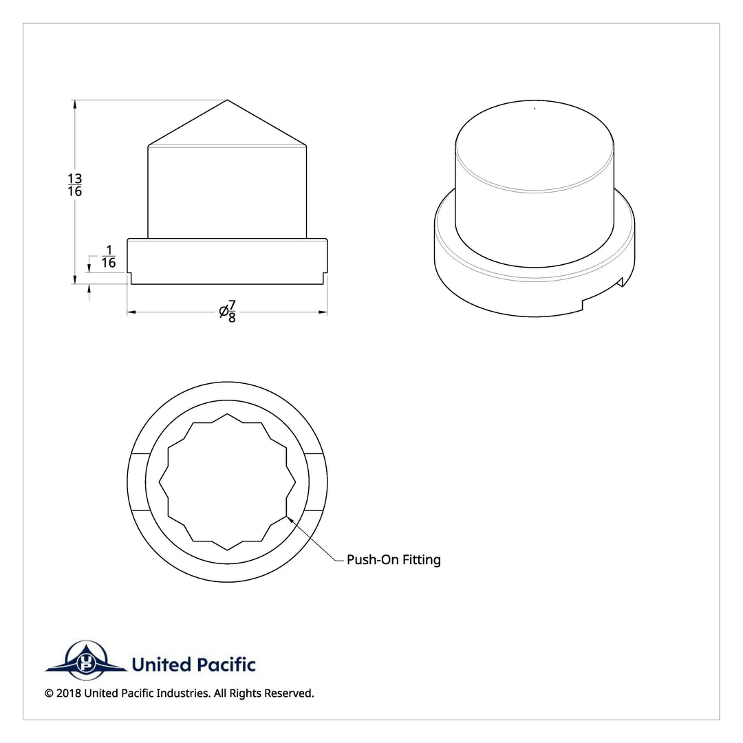 1/2" x 13/16" Chrome Plastic Pointed Nut Covers - Push-On (10-Pack)