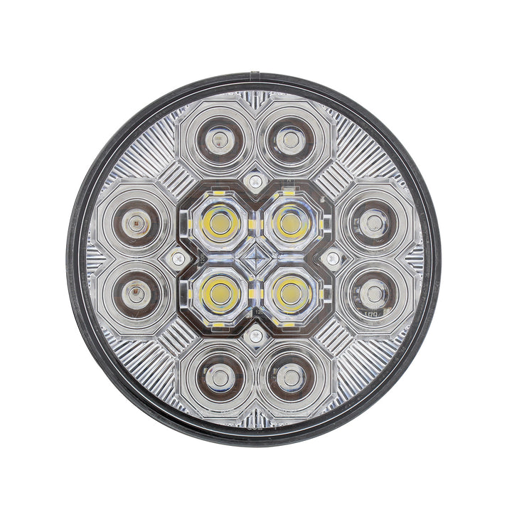 4" Round Combo Light With 12 LED Stop, Turn &amp; Tail &amp; 16 LED Back-Up - Red LED/Clear Lens