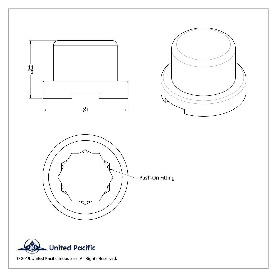 9/16" X 11/16" Chrome Plastic Flat Top Nut Covers - Push-On (10-Pack)