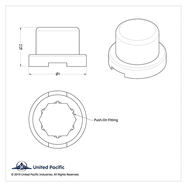 9/16" X 11/16" Chrome Plastic Flat Top Nut Covers - Push-On (10-Pack)