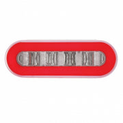 Stainless Top Mud Flap Bracket With 3X 22 LED 6" Oval GloLight & Grommet - Red LED/Clear Lens (Each)