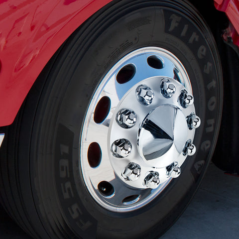 33mm X 2-7/16" Chrome Plastic Standard Nut Covers With Flange - Push-On (Color Box of 20)