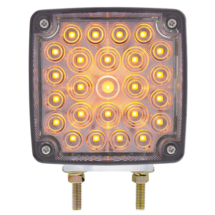 52 LED Double Stud Double Face Turn Signal Light (Driver) - Amber &amp; Red LED/Clear Lens