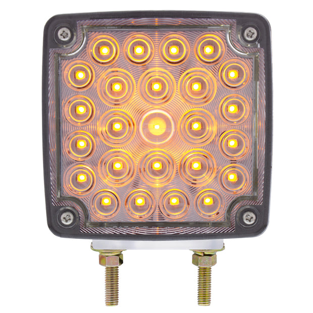 52 LED Double Stud Double Face Turn Signal Light (Driver) - Amber & Red LED/Clear Lens