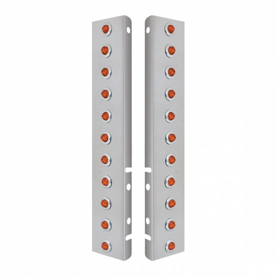 SS Front Air Cleaner Bracket With 22X 2 Amber LED 3/4" Mini Lights &amp; SS Bezels For Peterbilt-Amber Lens