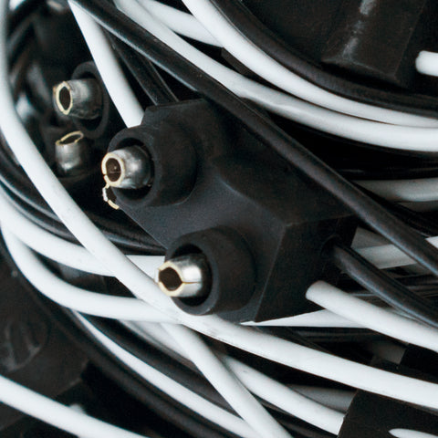 100 Count 2-Prong Male Bullet Plugs 16G Wire Harness Roll - 100' W/12" Lead Between Plugs