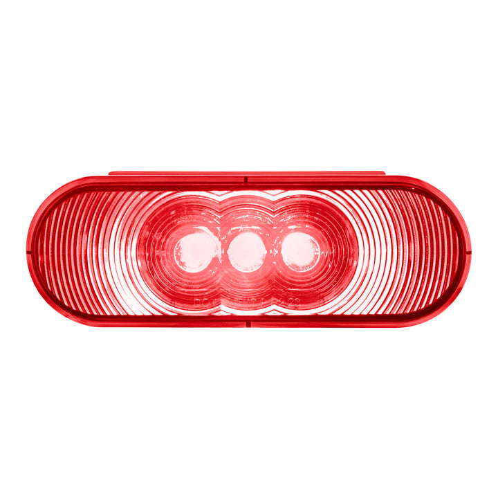 3 LED 6" Oval Light (Stop, Turn, &amp; Tail)- Red LED/Red Lens