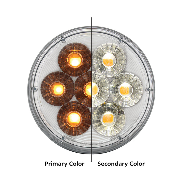 14 LED 4" Round Double Fury Light (Turn Signal) - Amber & White LED/Clear Lens