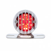Motorcycle LED Rear Fender Tail Light With Chrome Grille Bezel - Red Lens